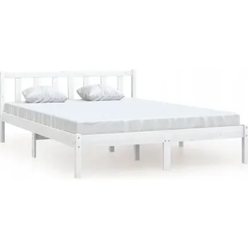 Postel Rám postele z masivního borovicového dřeva, 205,5x155,5x69,5 cm, bílý