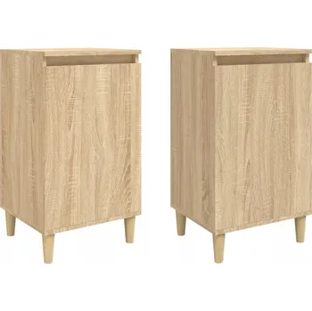 Noční stolek Noční stolek z eukalyptového dřeva a plastu, dub sonoma, 40x35x70 cm