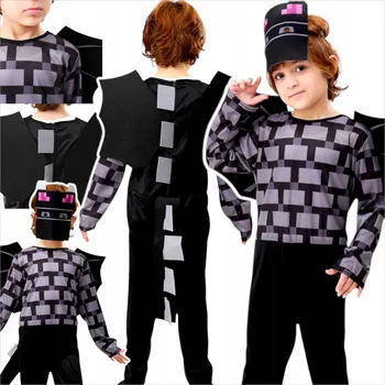 Karnevalový kostým KOSTÝM PRO CHLAPCE Z HRY SMOK ENDERDRAGON PIXELOVÝ KOSTÝM MASKA