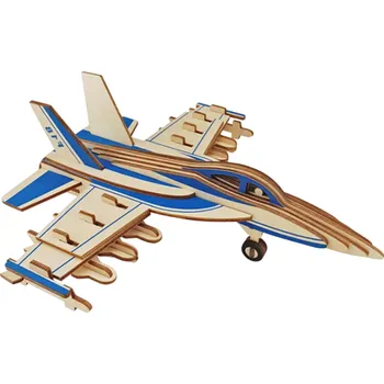 ostatní stavebnice 3D dřevěné puzzle stíhačka 25,5 × 22,6 × 9 cm 47 dílků Laserem řezaný model Ruční montáž s 3D návodem Realistické letadlo a dekorace
