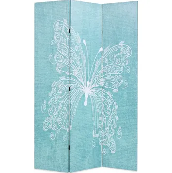 Paraván Paraván s motivem modrého motýla 120 x 170 cm, jedlové dřevo + polyesterové plátno