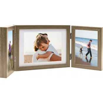 Obraz Trojdílný Rámeček na fotografie s panty, světle hnědý, 22x15 cm/10x15 cm