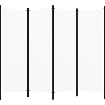 Paraván Paraván 4-křídlový, volně stojící, bílý, 200 x 180 cm, železo a polyester