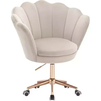 LuxuryForm DESIGN Křeslo FREY VELUR na zlaté podstavě s kolečky - latte