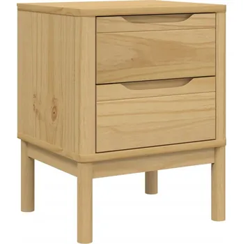 Noční stolek Noční stolek FLORO z masivního borovicového dřeva, 2 zásuvky, voskový hnědý, 45x