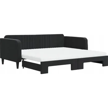 Pohovka Černá pohovka s funkcí spaní 223 x 110/212,5 x 75 cm, samet
