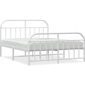 Postel Bílý kovový rám postele 219 x 187 x 100 cm s čelem