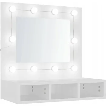 Koupelnový nábytek Skříňka se se zrcadlem a LED Osvětlením, Bílá, 60x31,5x62 cm