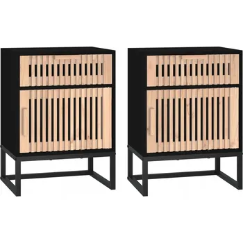 Noční stolek Noční Stolek Skandinávská se zásuvkou a přepážkou, černá, 40x30x55,5 cm