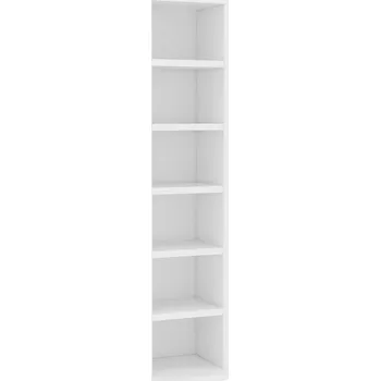 Komoda Skříňka na CD s 6 otevřenými přihrádkami, bílá, 21x20x88 cm