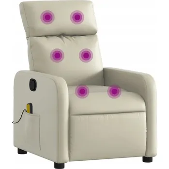 Křeslo Rozkládací Masážní Křeslo s Vibracemi, Krémové, 66x89,5x95,5 cm