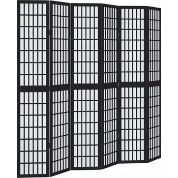 Paraván Paraván skládací z masivního dřeva paulovnie, černý, 210-215x220 cm