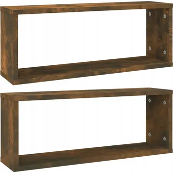 police Nástěnné police krychlového tvaru z dřevotřísky, kouřový dub, 60x15x