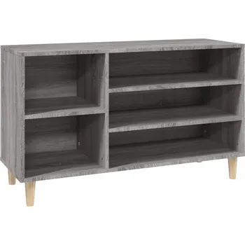 Šatní skříň Skříňka na boty z masivního eukalyptového dřeva, šedá dub sonoma, 102x36