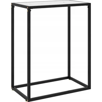 Konferenční stolek Konzolový stolek z tvrzeného skla a oceli, bílý, 60x35x75 cm