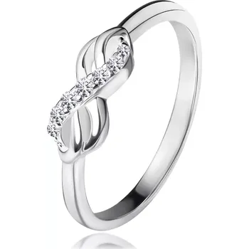 Prsten Šperky Eshop Stříbrný prsten 925 - dvojitý symbol nekonečna se zirkonem 58 mm