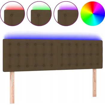 Čelo postele s LED, nastavitelná výška, tmavě hnědá, 144x5x78/88 cm