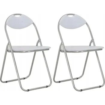 Sada 2 skládacích jídelních židlí, bílá/stříbrná, 44x43x80,5 cm