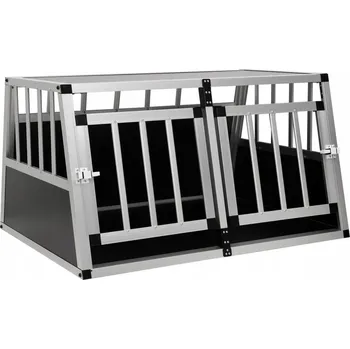 klec pro psa Přepravní klec pro psa z hliníku a MDF, stříbrná, 89x69x50 cm