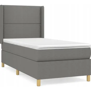 Postel Kontinentální postel tmavě šedá 203 x 103 x 118/128 cm s matrací 100 x 20 cm