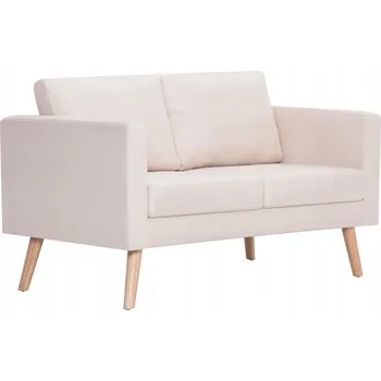 Pohovka Dvoumístná pohovka krémové barvy s dřevěným rámem, 116x70x73 cm