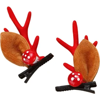 Vánoční dekorace Vánoční sponky do vlasů Sobí parohy s oušky a červenou houbičkou Stylový doplněk pro Vánoční účes, focení a zimní oslavy červená