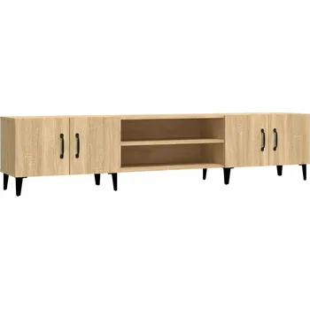 Televizní stolek TV stolek se 4 přihrádkami, dub sonoma, 180 x 31,5 x 40 cm