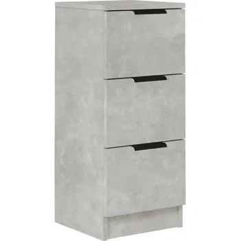 Komoda Víceúčelová skříňka se 3 zásuvkami, na bázi dřeva, šedá Betonu