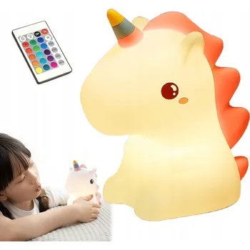 Lampička NOČNÍ LAMPA SILIKONOVÁ PRO DĚTI RGB LED JEDNOROŽEC S DÁLKOVÝM OVLÁDÁNÍM