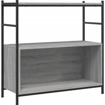 Knihovna Industriální knihovna z dřeva a kovu, Šedý dub Sonoma, 80x30x78,5 cm