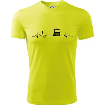 Moje srdce bije pro kamión - Dětské triko sportovní (dresovina) - 146 cm/10 let ( Neonově žlutá )