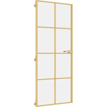 Interiérové dveře Interiérové dveře z tvrzeného skla a hliníkovým rámem, zlaté a průhledné