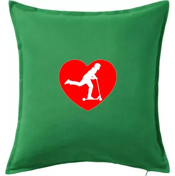 Polštář Koloběžka srdce - Polštář 50x50 - 50x50 - Pouze potah ( Středně zelená )