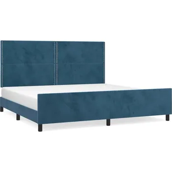 Postel Rám postele s čelem, tmavě modrá, 203 x 206 x 118/128 cm