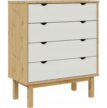 Komoda Komoda OTTA z masivního borovicového dřeva, hnědo-bílá, 76,5x39,5x90 cm