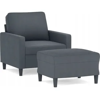 Křeslo Křeslo s podnožkou v sametovém čalounění, tmavě šedé, 78x77x80 cm, 60x50x