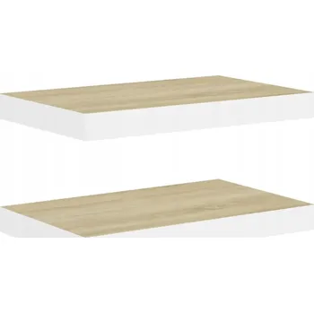 police Nástěnné police MDF a kov, dub/bílá, 40x23x3,8 cm