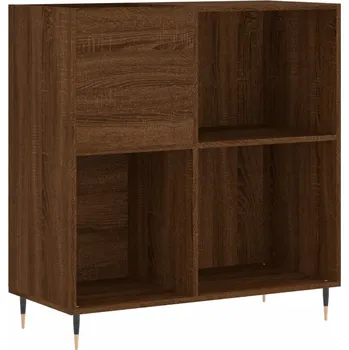 Komoda Skříňka na vinylové desky s železnýma nohama, hnědý dub, 84,5x38x89 cm