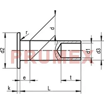Nýt Nýt s plochou hlavou polodutý DIN 7338B 3x8 měděný