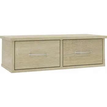 police Nástěnná police se 2 zásuvkami, dub sonoma, 60x26x18,5 cm, hnědá