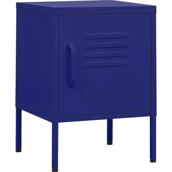 Noční stolek Moderní Noční Stolek z Oceli, Tmavě Modrá, 35x35x51 cm, se Zámkem