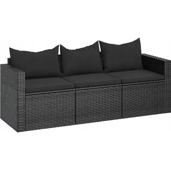 Zahradní pohovka Zahradní pohovka 3místná z PE ratanu, 176x64x60,5 cm, černá