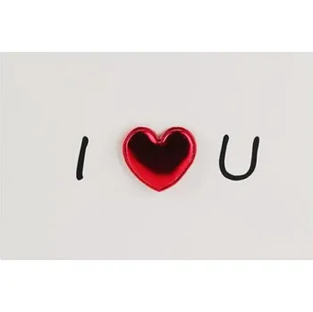 umělá květina Papírové blahopřání s červeným srdcem a nápisem "I ❤️ U" 10 x 15 cm Ideální pro Valentýna a jiné oslavy lásky