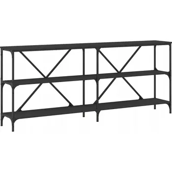 Konferenční stolek Konzolový stolek z dřevěného kompozitu a železným rámem, černý, 180x3