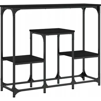 Konferenční stolek Konzolový stolek z materiálu imitujícího dřevo a oceli, černý, 89,5x28x76 cm