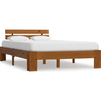 Postel Rám postele z masivního borovicového dřeva, medově hnědá, 213 x 125 x 66 cm