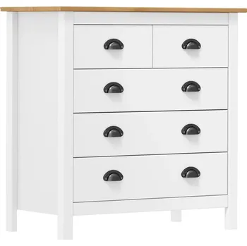 Komoda Komoda Hill v bílé a medově hnědé barvě, masivní borovicové dřevo