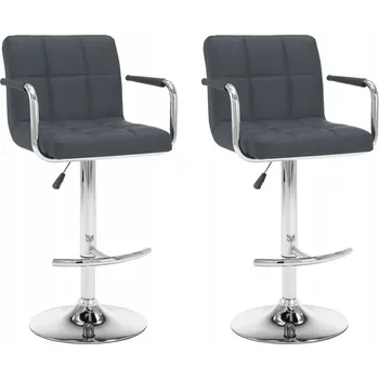 Barová židle Sada 2 Barových Židlí, Nastavitelná Výška, Umělá Kůže, Šedá, 46x4