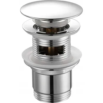 Sifon Aqualine kulatý stříbrná přepadová zátka s click-clack mechanismem