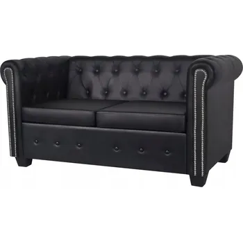 Pohovka Dvoumístná pohovka Chesterfield, prošívaná, černá, 145,5x76x70 cm